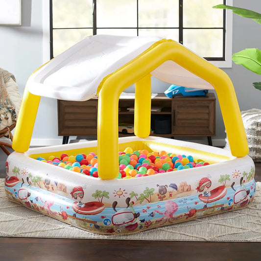 Inflatable Sun Shade Pool, 62" x 62" x 48", for Kids Ages 2+, Outdoor Summer Fun