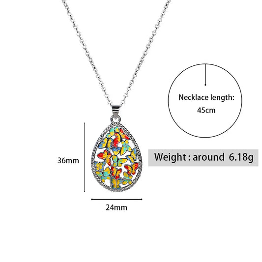 925 Silver Set For Women Color Handmade Enamel Butterfly Ring Jewelry Women's Jewelry Set Ring Necklace Earrings Women's Jewelry