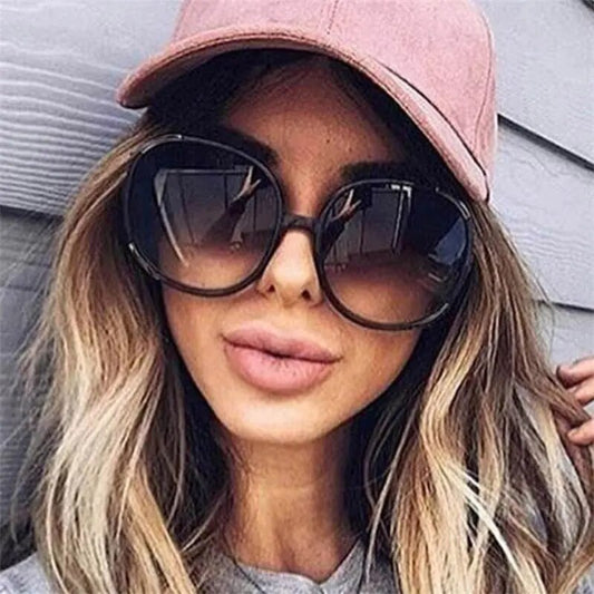 Classic Vintage Women's Sunglasses Oversized Round Frame Luxury Brand Designer Shades Female 2021 Trend Brown Gradient Sun Glass