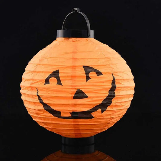 1pc Pumpkin Light Bat Spider Black Paper Orange White Hanging Lantern Halloween DIY Halloween Supplies