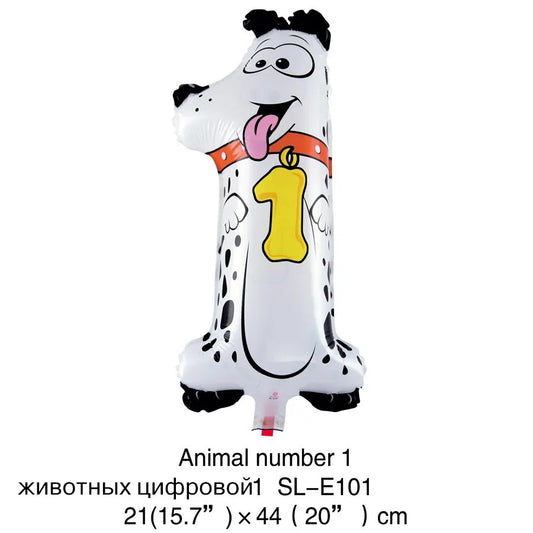 1PC 16inch Animal Digital Foil Balloons Party Decoration Happy Birthday Number Ball Decoration Ballon Gift Party Supplies