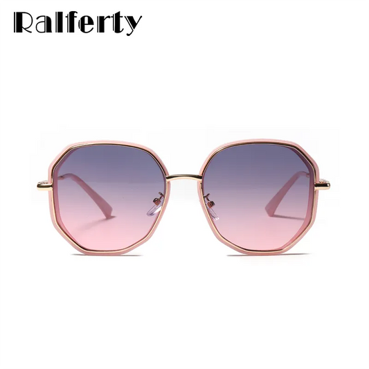 Ralferty Oversized Polygon Women's Sunglasses 2021 New Fashion Vintage Big Sunglases Anti UV okulary przeciwsloneczne damskie