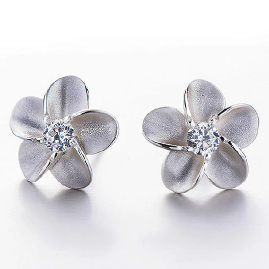 925 Sterling Silver Stud Earrings Trendy AAA Zirconia Earring Fine Jewelry For Women Flower Earring Female