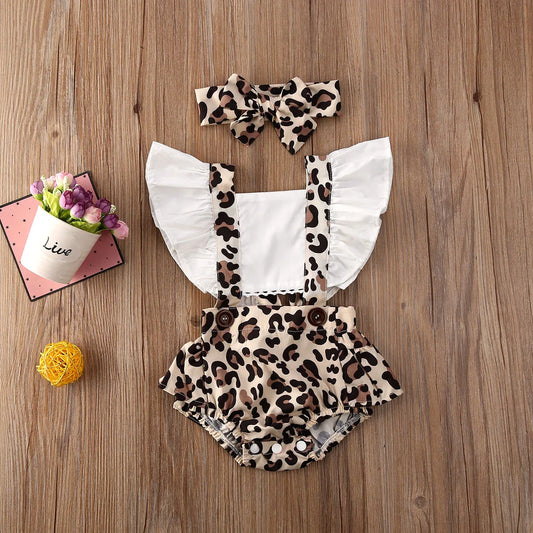 Citgeett Summer 2PCS Infant Baby Girl Leopard Romper Jumpsuit Clothes Outfits Print Cute Summer 0-24M