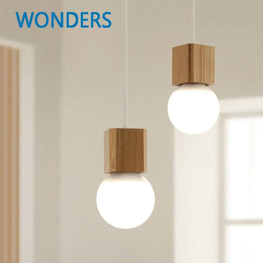 LED Pendant Lamp Nordic Vintage Oak Wood Pendant Lights to Bedroom Livingroom Indoor Lighting Simple Home Decors Hanging Lamps