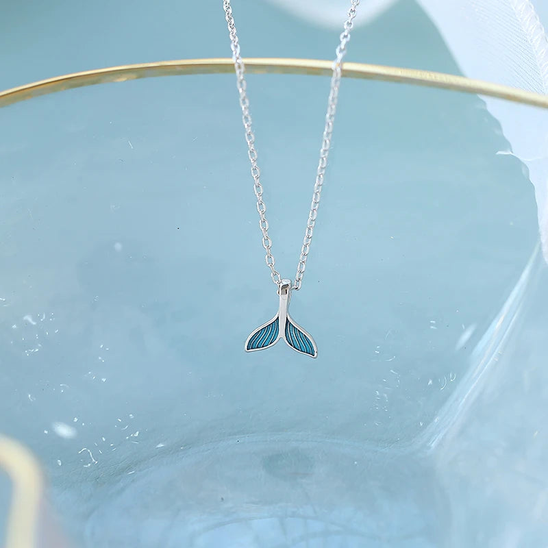 Fashion 925 Sterling Silver Fine Women's Jewelry Blue Fish Tail Anklet Bracelet Mermaid Ankle Chain Woman Best Gift Birthday