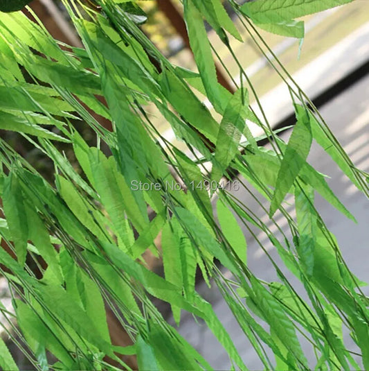 50pcs Artificial wicker Leaf Vines Green Plant For Wedding Home Wall Decoration willow twig sallow Fake Leaves Rattan