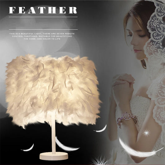 Feimefeiyou modern Creative Feather Lamp e27 Table Lamp for Baby Kids Children Bedroom Droplight Lighting Decor small size