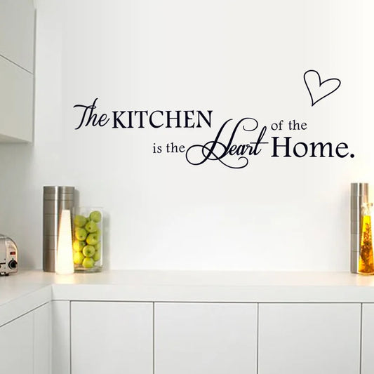 New Kitchen is Heart of the Home Letter Pattern Wall Sticker PVC Removable Home Decor DIY wall art MURAL