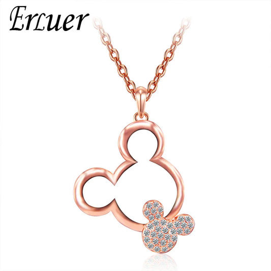 Fashion Austrian Rhinestone Cute Child Crystal Mickey Necklace
