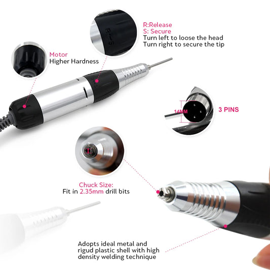 EN400 Pro Electric Nail Drill Machine Nail Art Equipment Manicure Pedicure Files Manicure accessories and tools handle Nails