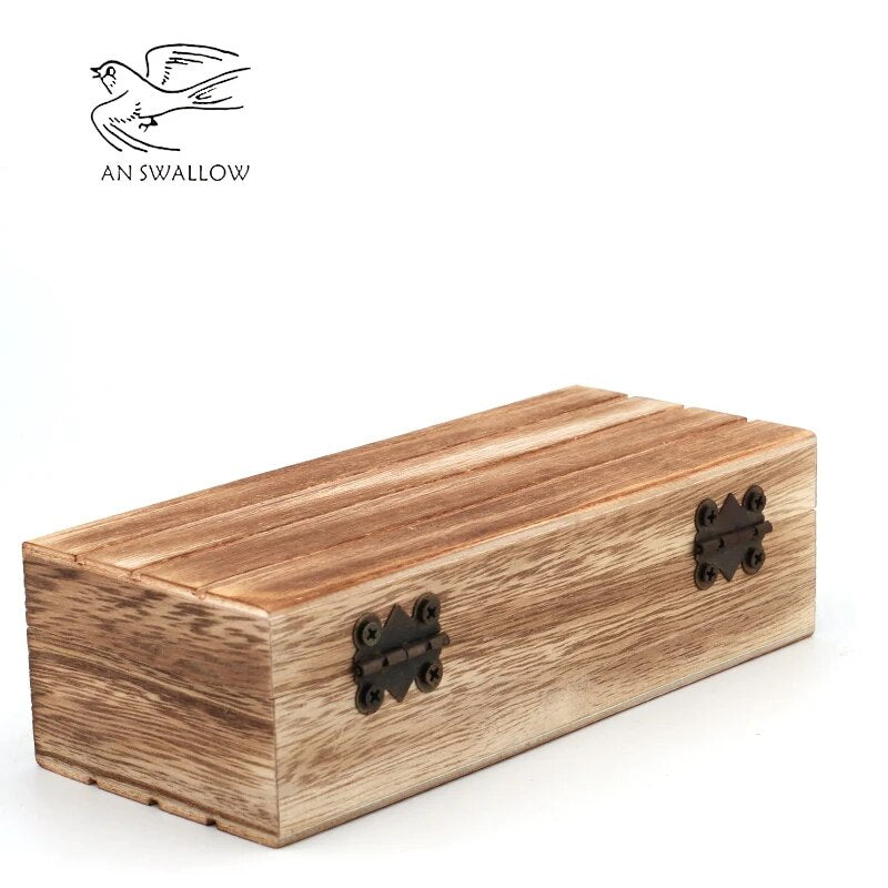 AN SWALLOWN Personality Creative Fire-Baked Color Glass Box Bag For Men And Women's Sunglasses Wooden Glass Box