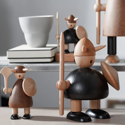 Original Wood Carving Vikings Home Decoration as for Creative Christmas Birthday Gift to Decor Interior Living Room Figurines