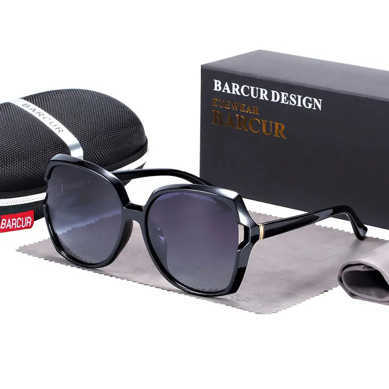 BARCUR Oversize TR90 Sunglasses Women Polarized UV400 Sunglasses Ladies Shades with Gradient Lens lunette de soleil femme