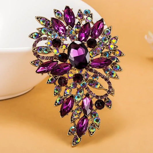 Luxurious Colorful Flower Brooch Bouquet Shiny Brand Austrian Crystal Hijab Pins And Broaches Very Nice Christmas Broches