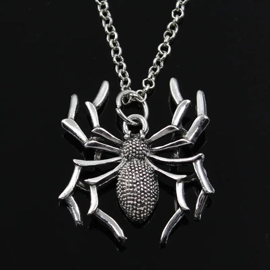 New Fashion Spider Halloween Pendants Round Cross Chain Short Long Mens Womens Silver Color Necklace Jewelry Gift