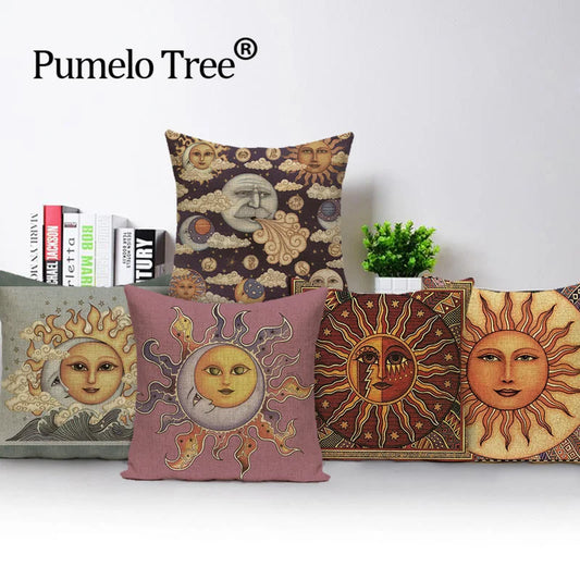Picasso Plain Cushion Covers  Sun Moon God Pillow Case Cover Sun Linen Yoga Home Decor Rustic Funda Cojin Vintage Kussenhoes