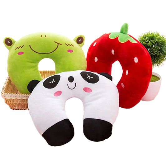 Baby Pillow Multi-Animals Design Plush Super Soft Kids Headrest Neck Protector Travel Toys for 0-4 Years YYT101