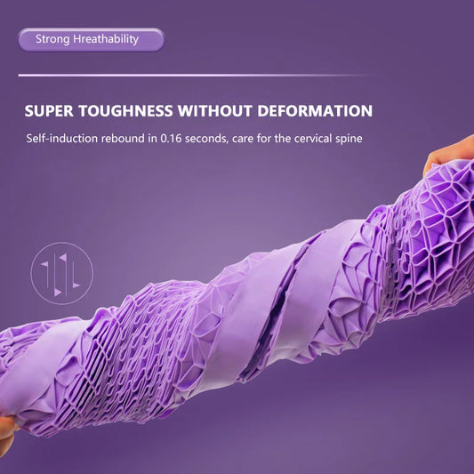 New TPE Cool Breathable Bed Pillow Protection Cervical Washable Pillows With Pillowcase For Neck Message Sleep Travel Purple