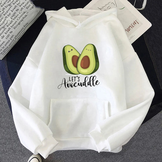 Oversized Hoodies Cartoon Avocado Print Sweatshirt Clothes for teens Women Punk Kpop Clothing Loose Fleece Hoodie Spring Tops