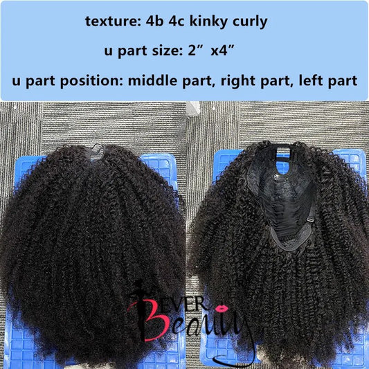 4B 4C Mongolian Afro Kinky Curly U Part Wig Human Hair U Part Wigs For Women Kinky Curly Short Bob Cut Wigs Ever Beauty