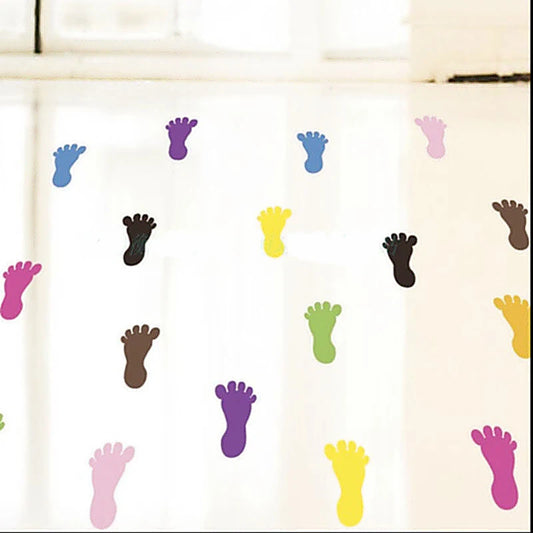 30Pcs(15Left/Right) Colored Baby Nursery Footprints Shape Wall Stickers Home Decor Floor Furniture Cabinet Fridge Decal