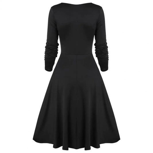 5XL Women Fashion Vintage Style Square Neck Party Dress Women Cosplay Dress Retro Midi Gown Dress Gothic Dresses Women Clothing