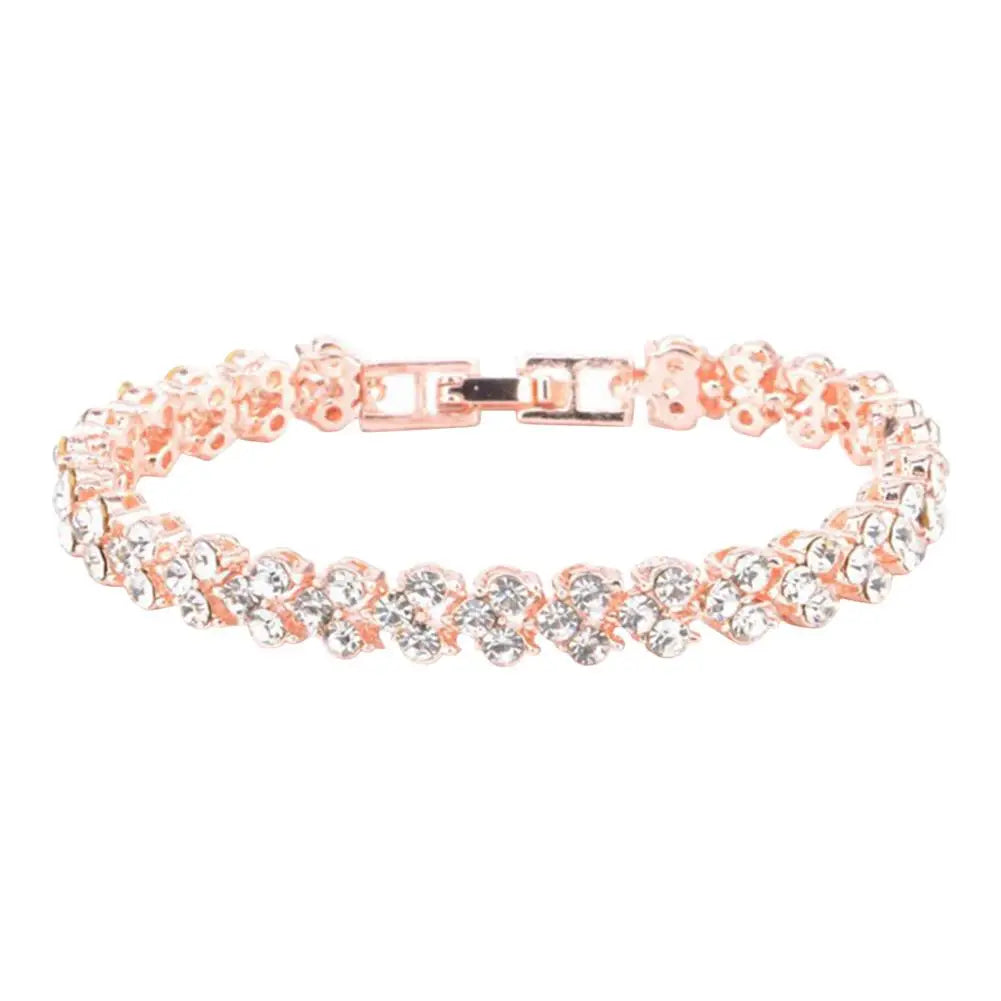 925 Silver Shiny Cubic Zirconia Tennis Bracelet Bangle For Women Wedding Fashion Jewelry Wholesale Birthday pink gold