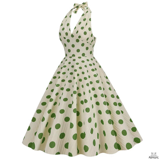 Retro Hepburn Style Polka Dot Banquet Dress