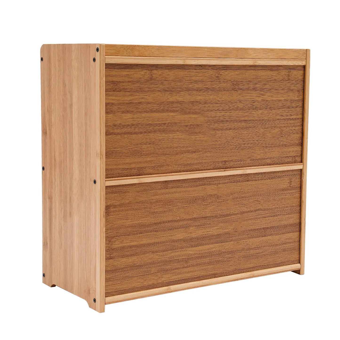 2-Tier Bamboo Storage Cabinet Large Storage Space Countertop Storage Cabinet
