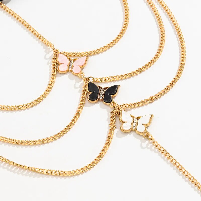 New Fashion Female Insect Butterfly Leg Chain For Women Body Jewelry Beach Style Ladies Gold Color Metal Multilayer Thigh Chain