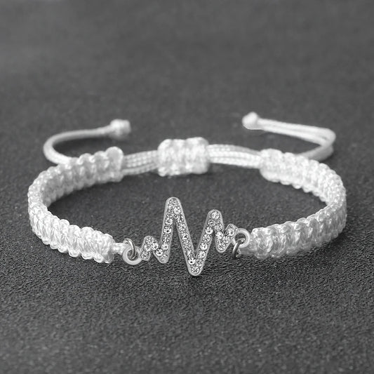Romantic Cardiac signal Metal Thread Bracelet Red Black Couple Bangles Chain Pulsera Jewelry Gift for Friend