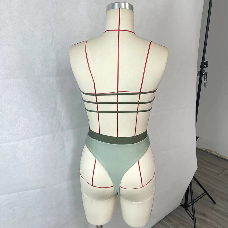 BEACHCICI Women's Bikini Two Piece Summer Sexy Contrasting Color Chest Strapless Wrapping High Waist Beach Vacation Swimsuit