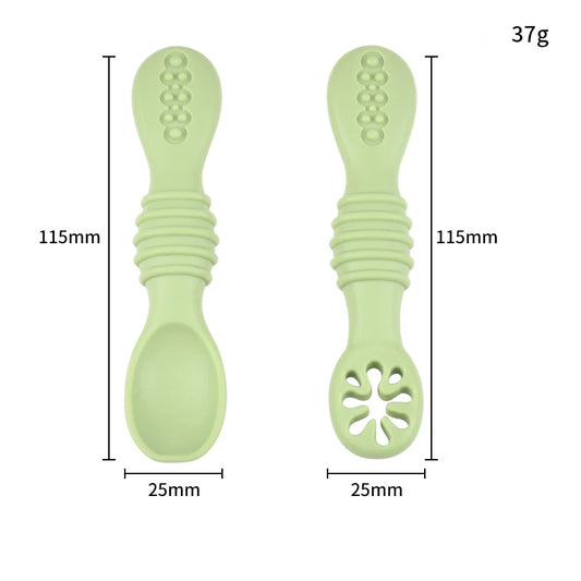 Baby Silicone Grinding Training Spoon Baby Feeding Complementary Food Rice Paste Double Headed Soft Spoon Sticky Licking Rod