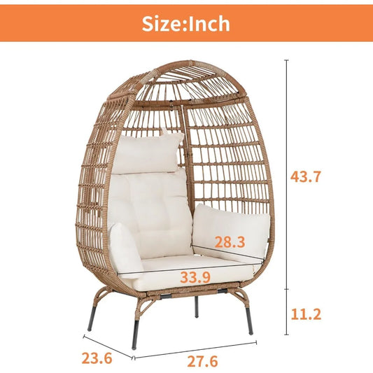Large Egg Chair with Bracket, Room Decoration Aesthetic Reading Chair, Outdoor Leisure Chair Willow Egg Chair