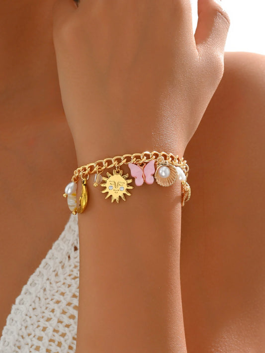 Charm Exquisite Shell Sun Moon Flower Pendant Women's Bracelet Banquet Jewelry
