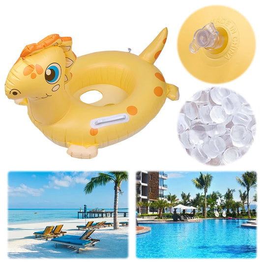Swim Ring Pool Toys with Handle Animals Float Ring Leakproof Cute Dinosaur Swimming Circle for Summer Beach Pool Water Party