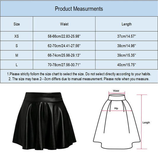 Spring Summer Fashion High Waist Metallic Leather Pleated Mini Skirt Carnival Outfit Sexy Night Club Party Skirts for Women