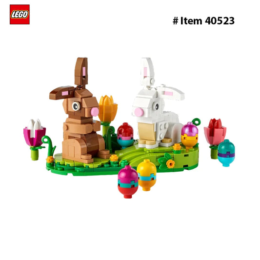 LEGO 40523 Easter Rabbits Display Building Toy Set, Includes Colorful Easter Eggs and Tulips, Easter Decorations