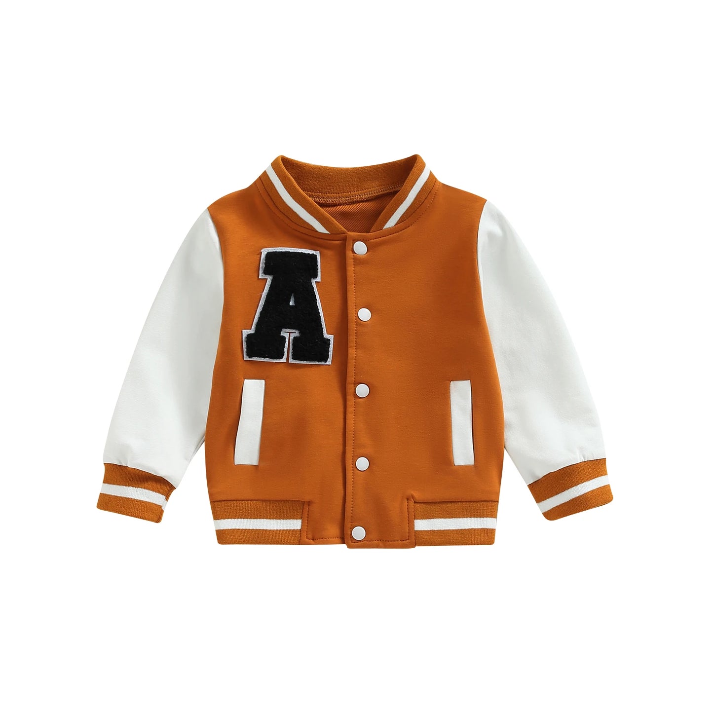 Kids Boy Girl Baseball Jackets Toddler Letter Pattern Contrast Color Long Sleeve Buttons Front Coat Autumn Winter Outerwear 1-5T