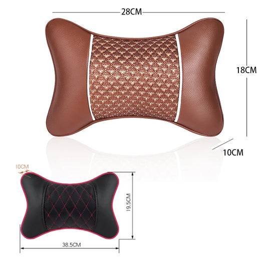 Car Neck Pillows Both Side Pu Leather 1pcs Pack Headrest For Head Pain Relief Filled Fiber Universal Car Headrest Pillow