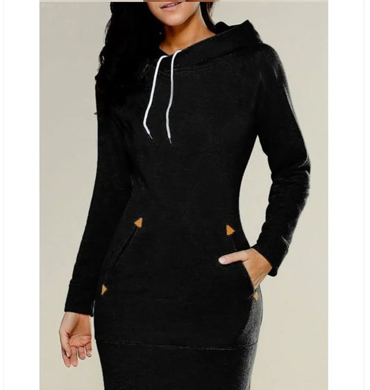 2024 woman Women's Clothing Dresses hot selling new hooded zipper pullover mid length hoodie dress in 5 colors and size 6 Dress