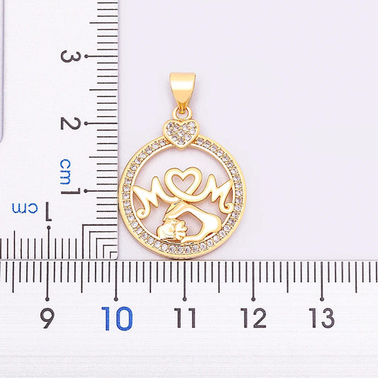 Nidin Classic Fashion Exquisite Mother's Day Gold Color Necklace Mom Letter Love Charms Pendant Chain Neck Anniversary Jewelry