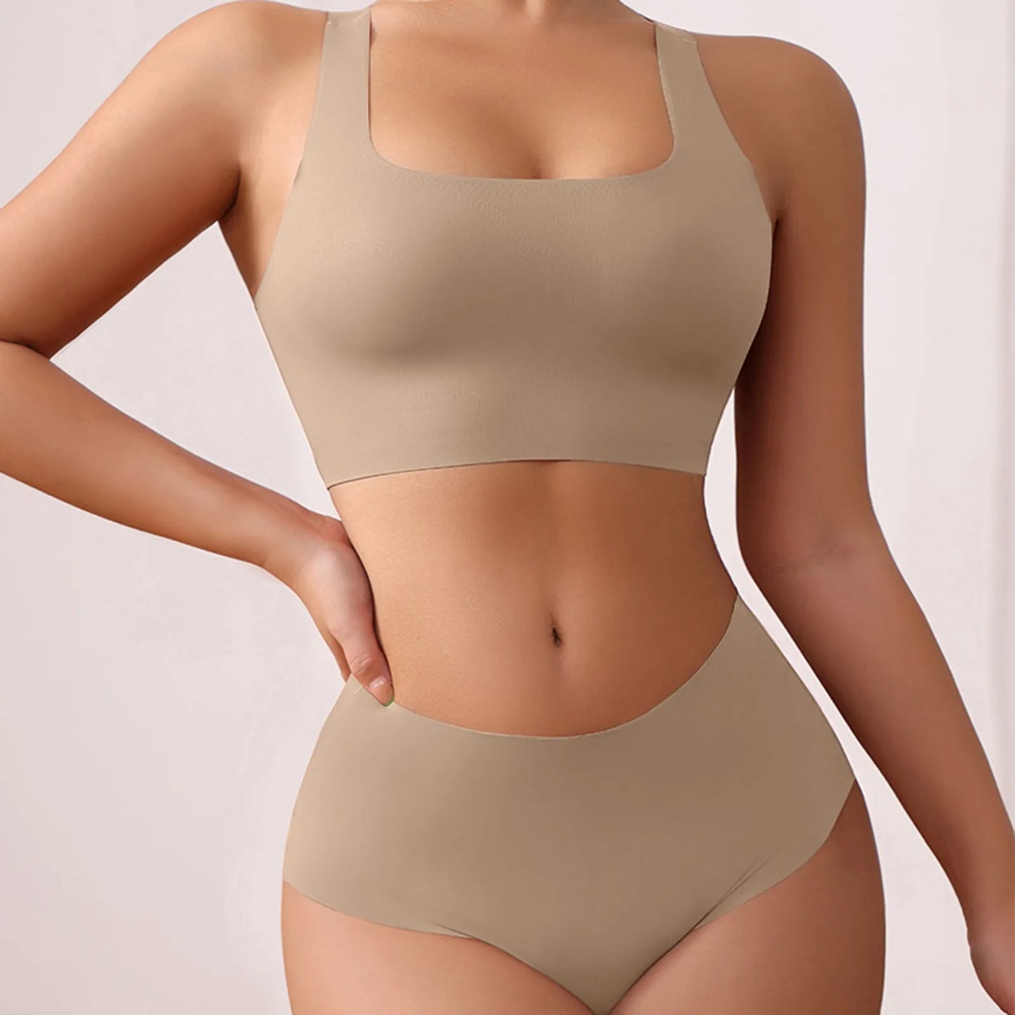 Vest Style Women's Underwear Set Large Size Sports No Underwire Upper Bracket Gathering Removable Pad Women's Medium Briefs Men