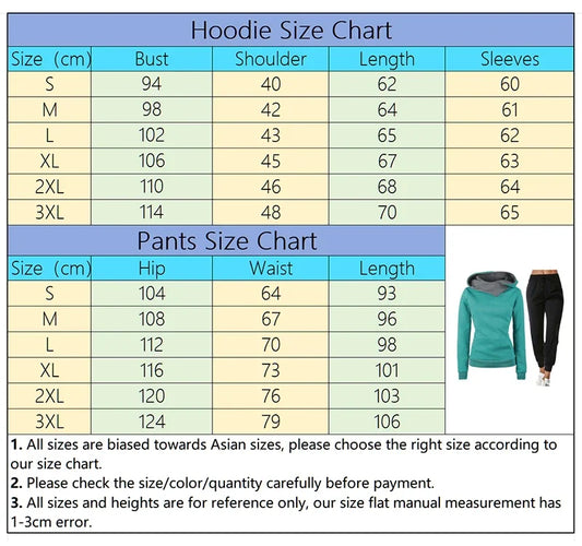 Autumn Women Winter 2-Piece Printed Hoodie Pants Sportswear Sports Suit Hooded Sweatshirt Suit Women Jogging Calas Cargo Femina