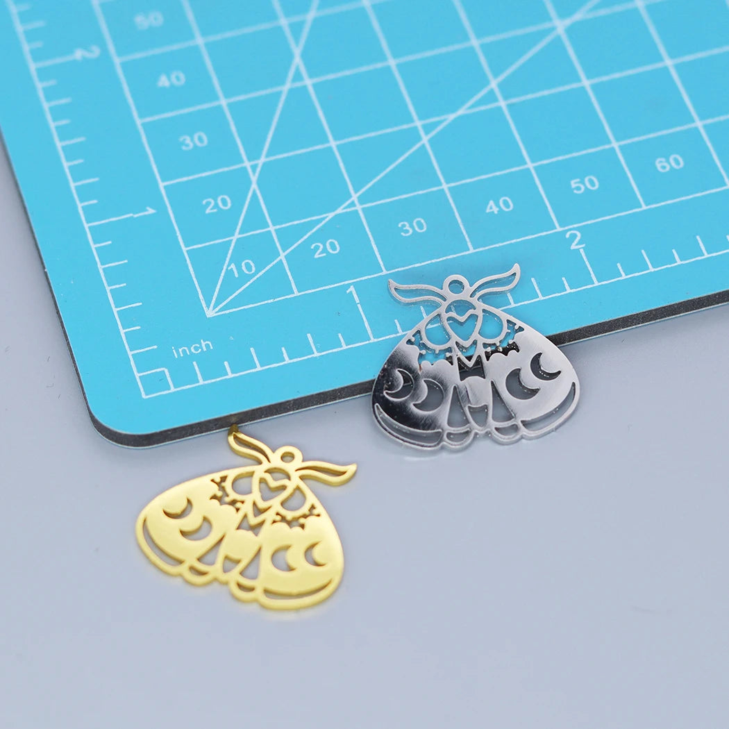 5PCS DIY Stainless Steel Trendy Butterfly Moth Women Charm Pendants Moon Phase Vintage Jewelry Boho Fashion Necklaces