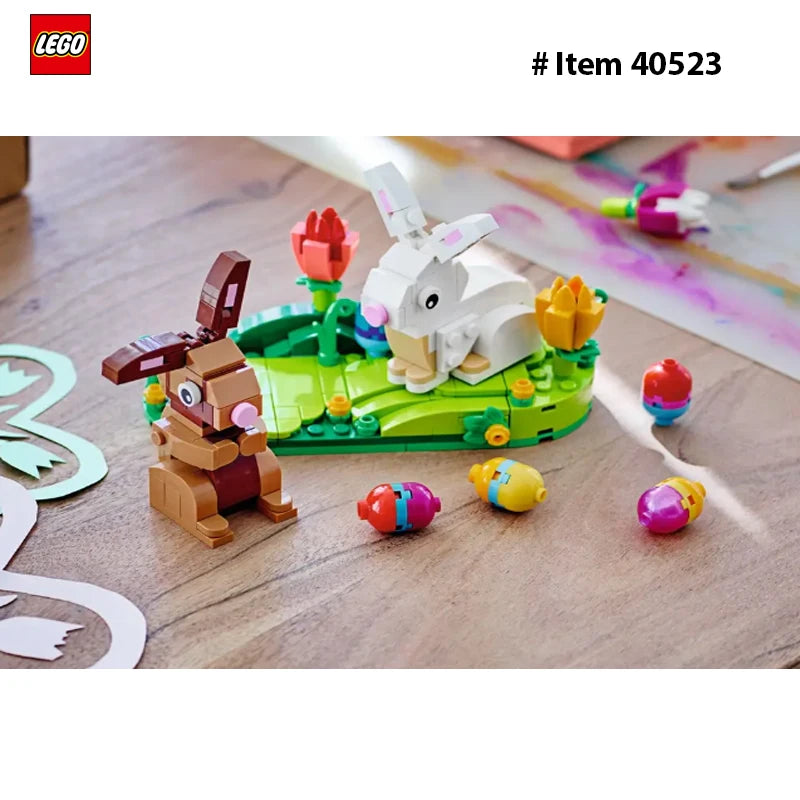 LEGO 40523 Easter Rabbits Display Building Toy Set, Includes Colorful Easter Eggs and Tulips, Easter Decorations