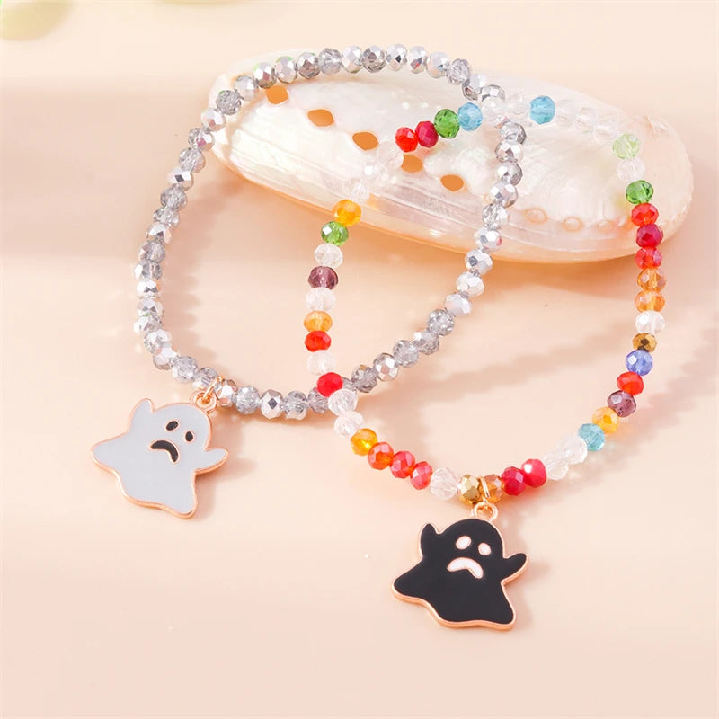 EtherealBe Bohemian Halloween Ghost Bracelet with Colorful Beads and Charm for Fun Accessory