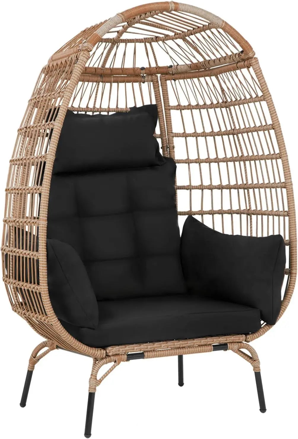 Large Egg Chair with Bracket, Room Decoration Aesthetic Reading Chair, Outdoor Leisure Chair Willow Egg Chair