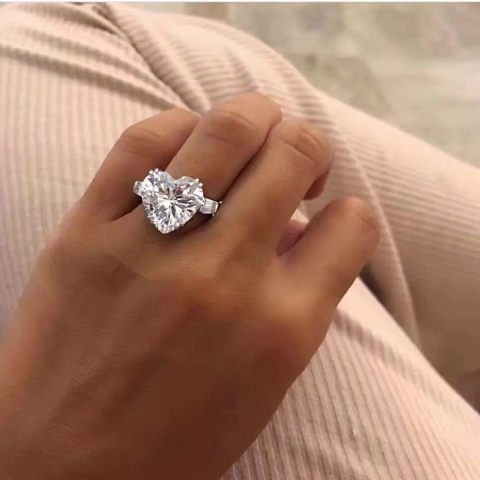 Original 100% 925 Sterling Silver Wedding Engagement Cocktail Women Luxury Drop Cuts Simulated Diamond Rings Fine Jewelry Gift
